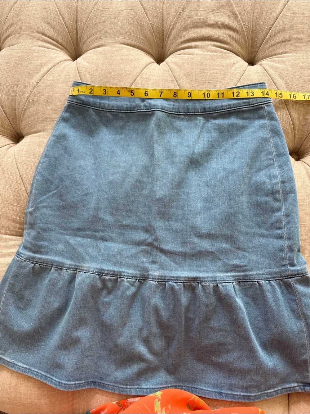 J. Crew Blue Denim Tiered A-Line Skirt - Picture 9 of 11